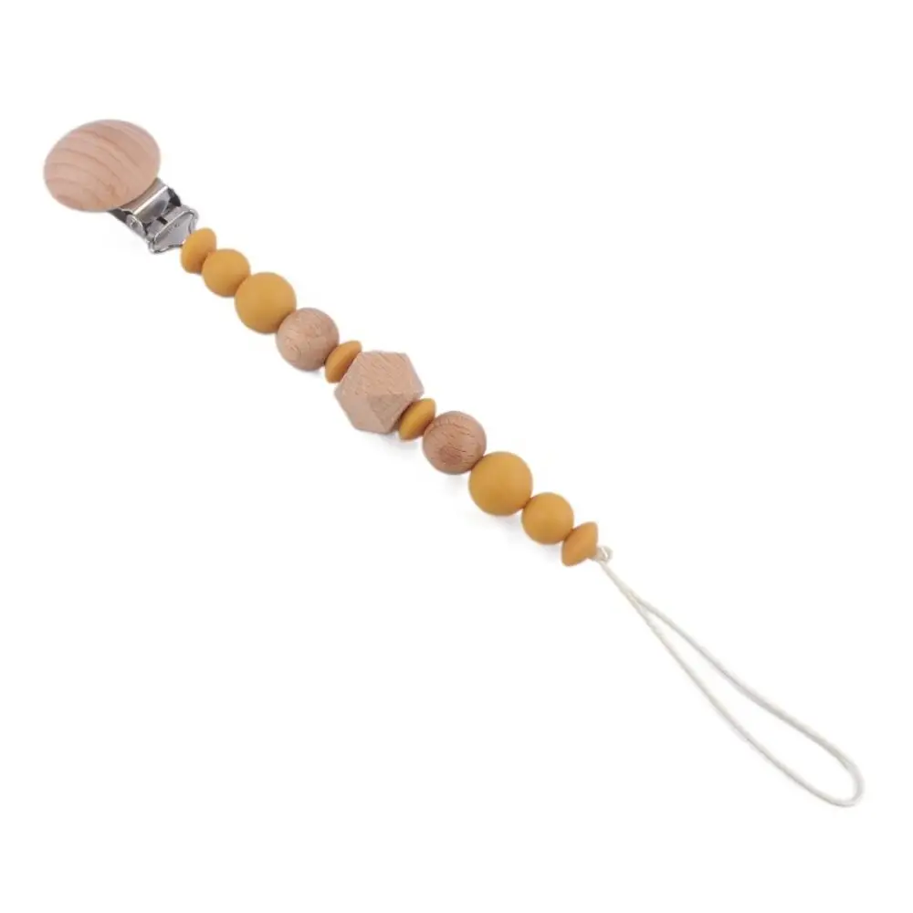 

Dummy Clips Pacifier Holder Clips Wood Soother Holder Baby Pacifier Chain Octagonal Space Beads Nipple Holder Clips