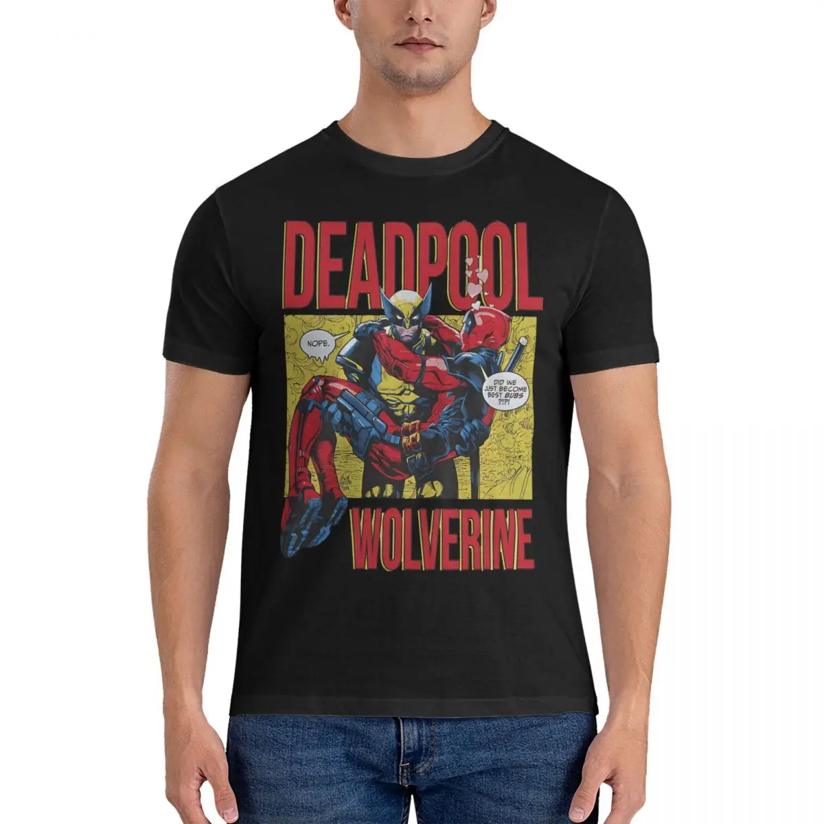 Men\'s Besties T Shirt Marvel Deadpool & Wolverine Cotton Tops Novelty Short Sleeve O Neck Tees New Arrival T-Shirts