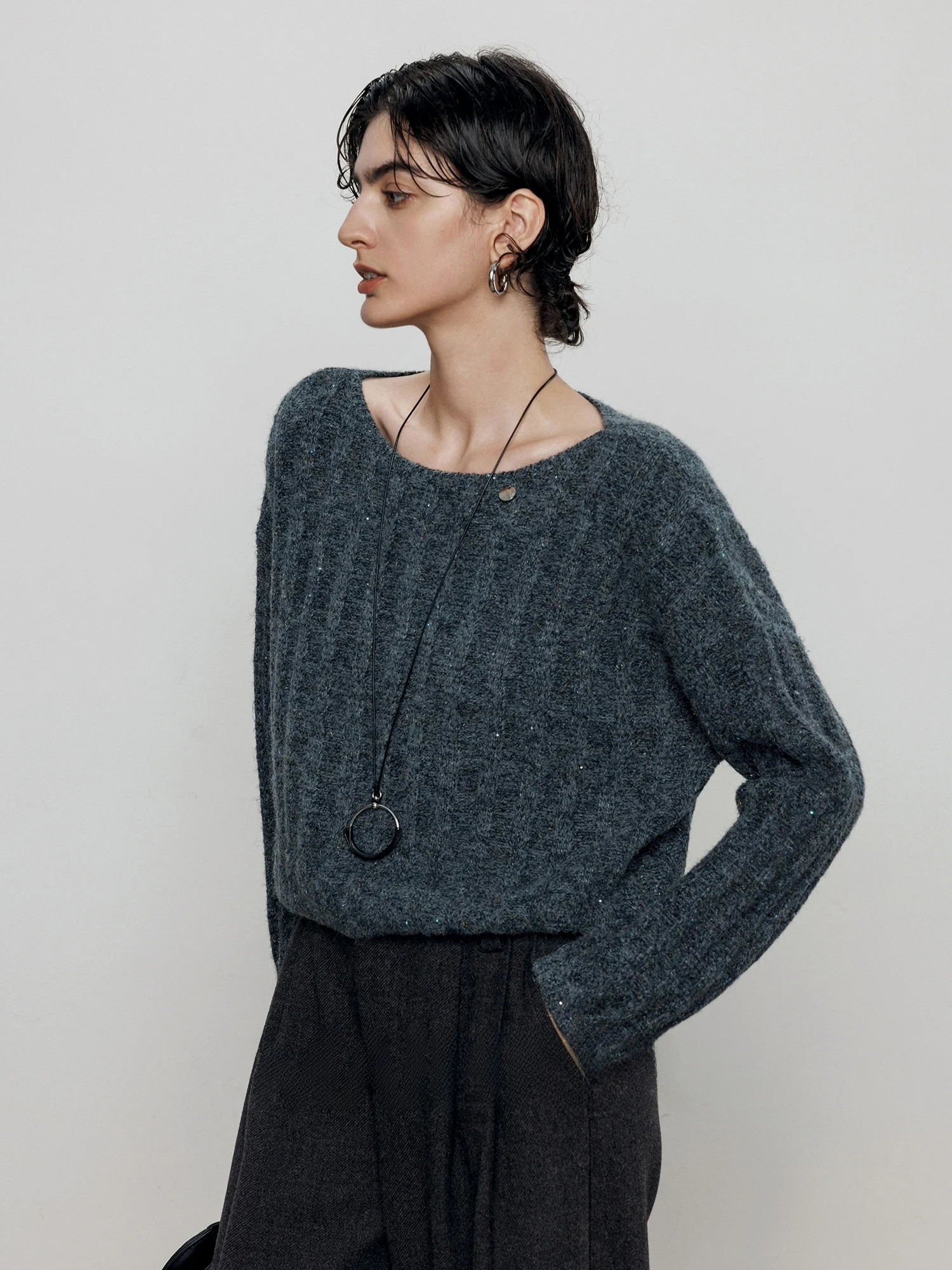 

Maiher Design round Ne Pullover Knitted Sweater Women's Casual Lazy Sle Autumn Winter New Arrival Comfortable Long Sve...