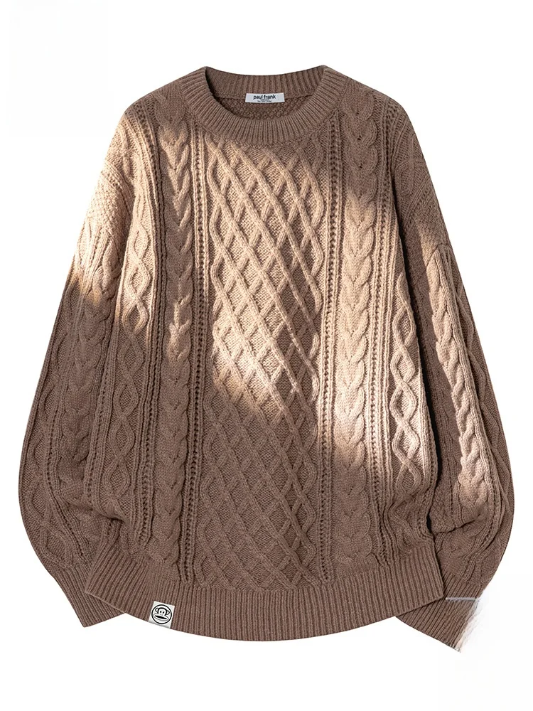 

Мужской вязаный свитер Paul Frank с круглым вырезом, свободного кроя, теплый, в стиле ретро, с вышивкой обезьяны Big Mouth Monkey, повседневный, осенний вариант