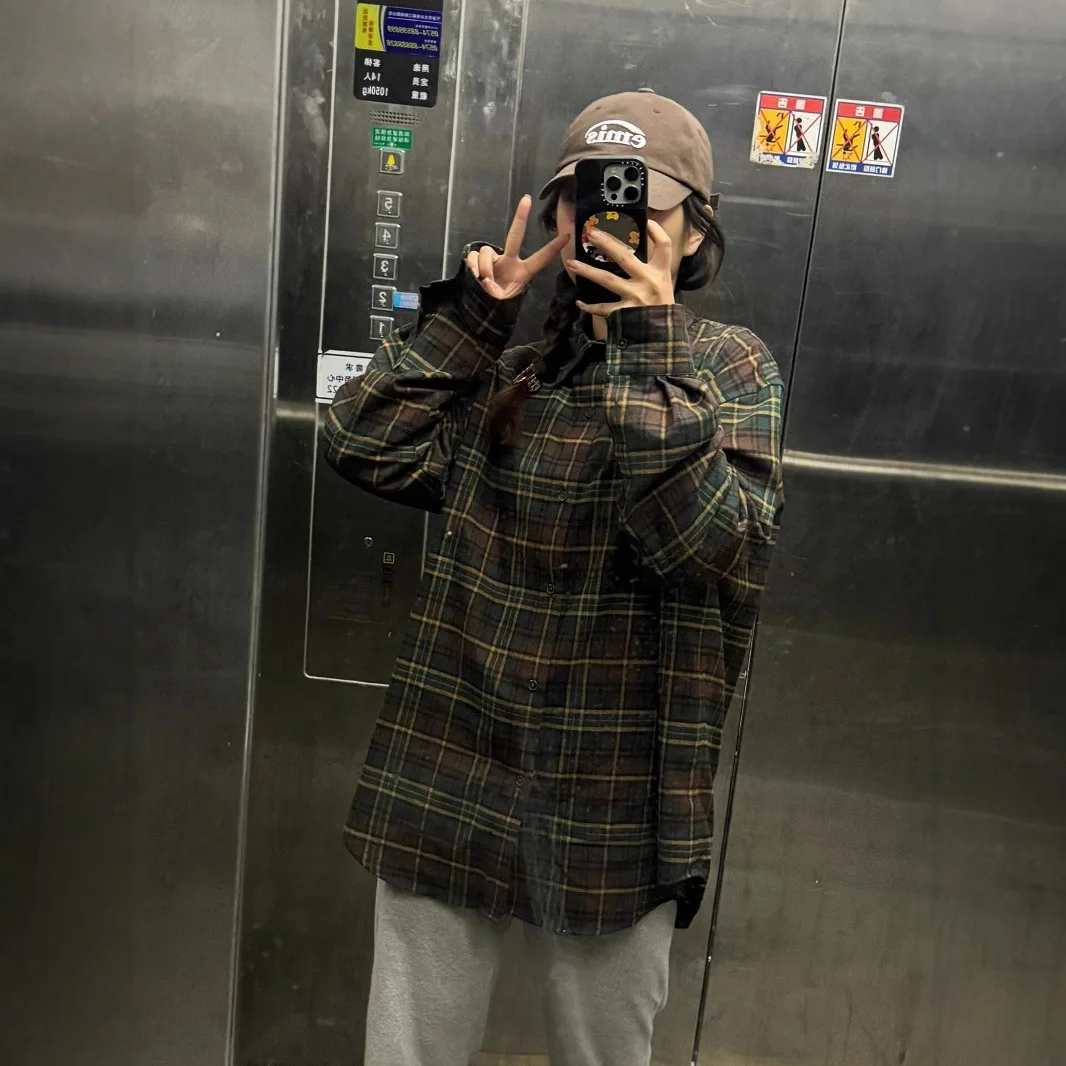 كوريا الجنوبية thebarnnet خريف/شتاء المتضخم تنوعا كتلة اللون متقلب قميص خمر قميص سترة المرأة