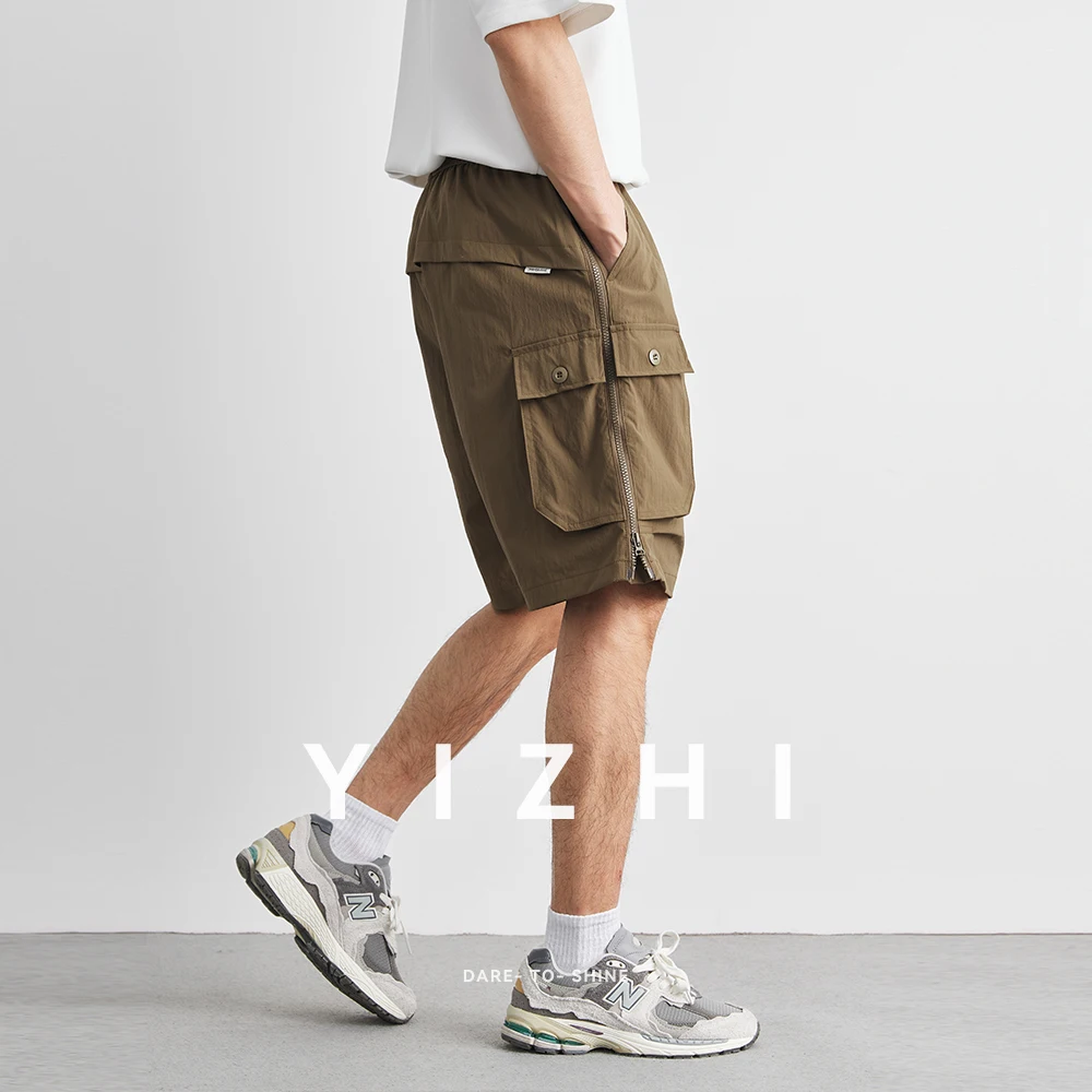 Men's Casual Work Shorts Summer Drawstring Straight Shorts Fashion Outdoor Sports Beach Pants Large Size Men Mid-Length Pants
