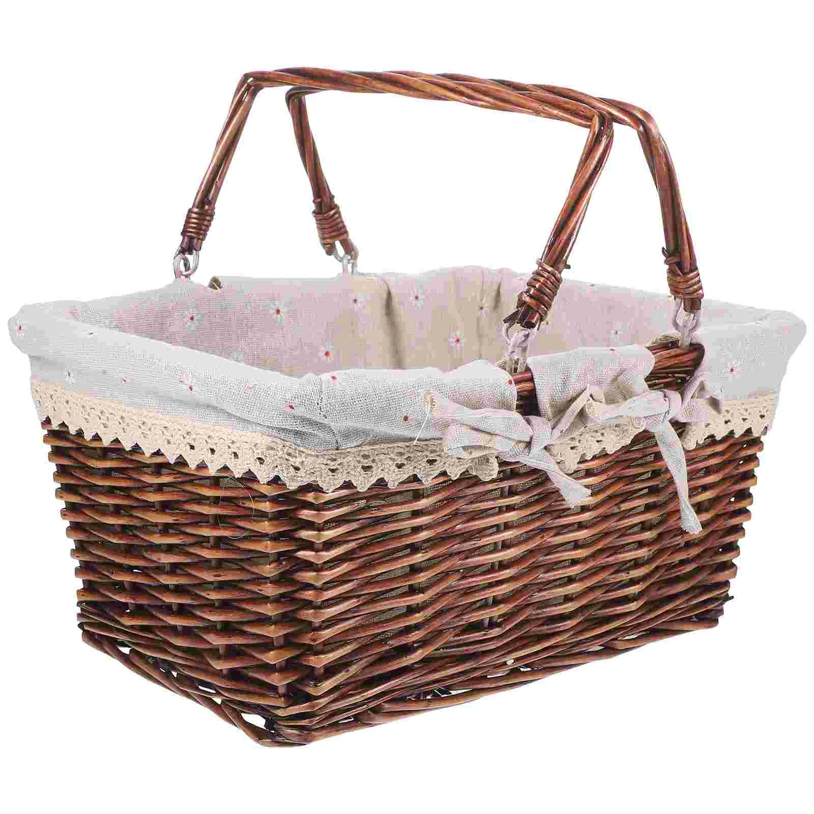 

1PCS Handmade Rattan Storage Fruit Vegetable Hand Woven Picnic Snack Serving Woven Basket for Home Storage Decorative Wicker