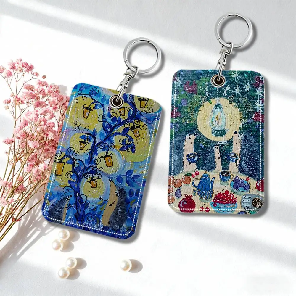 Cartoon Hedgehog Card Holder Keychain Key Ring Access Protective Case For Security Gift