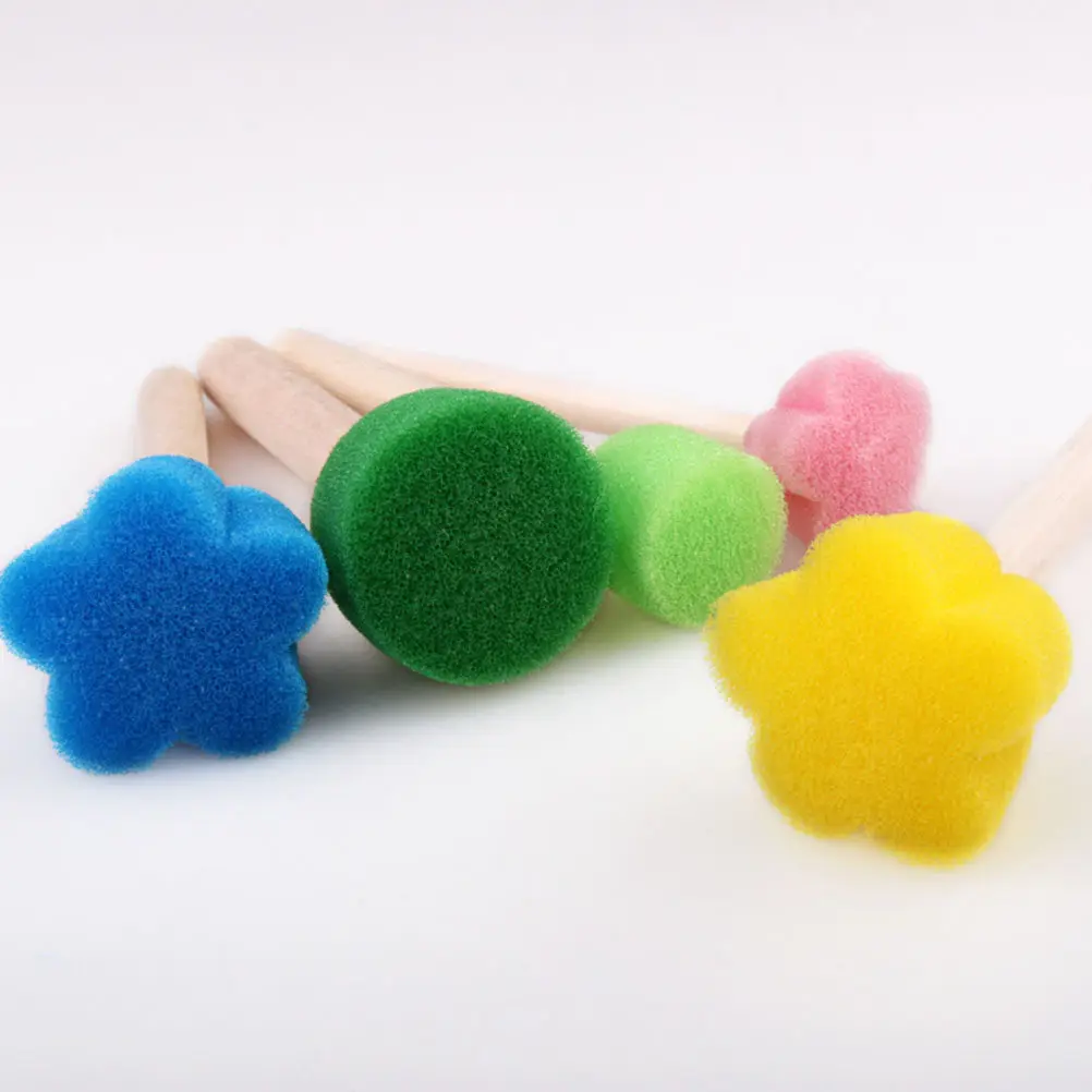 15Pcs Kids Sponge Brushes Painting Sponge Brush Set for DIY Crafts Art Studio School Birthday Party Watercolor Acrylic Gouache