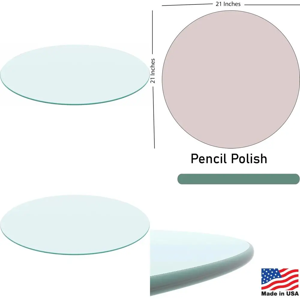

1/4 Thick 21 Round Glass Table Top with Pencil Polish Edge