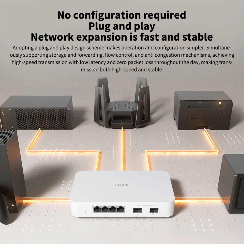 NEW Xiaomi Mi 10G Ethernet Switch 4×2.5G+2×10GMbps Mini Network Switches VLAN Ethernet Splitter Lan Router 6 Ports Hub Switch