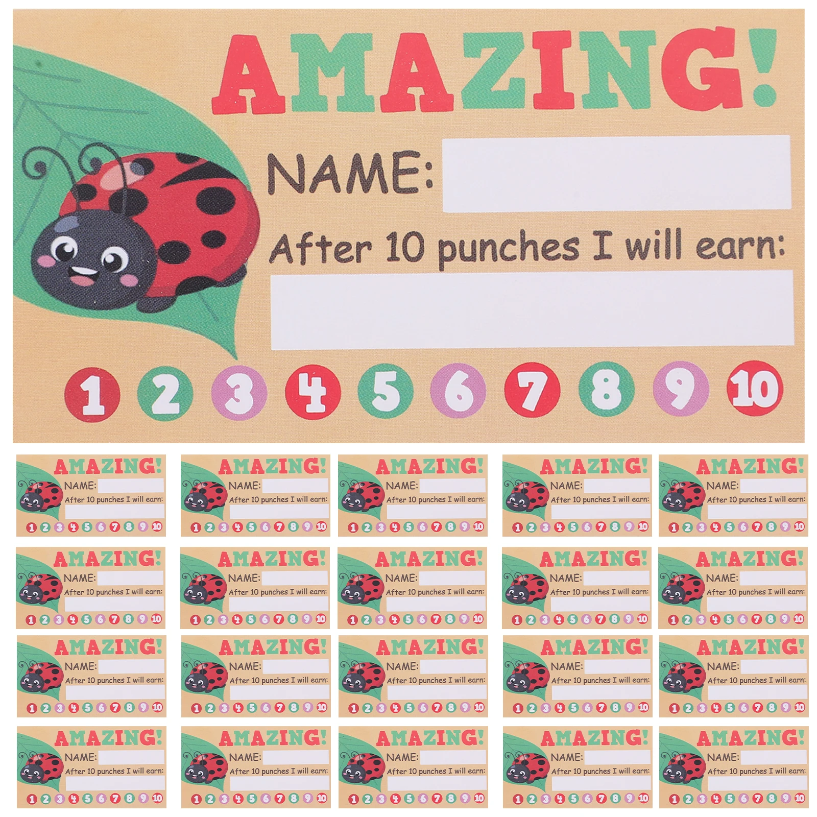 50 Sheets Punch Cards Reward Loyalty Kids Portable Creative Multifunctional Cartoon Classroom Must Haves Student Motivation Cute
