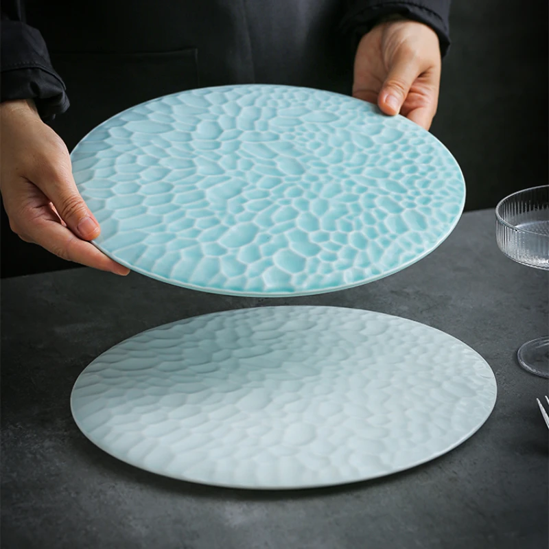 

Creative Hotel Circular Flat Plate Western Food Ceramic Cuisine on The Plate High-end Club Restaurant Dish Sashimi Cuisine