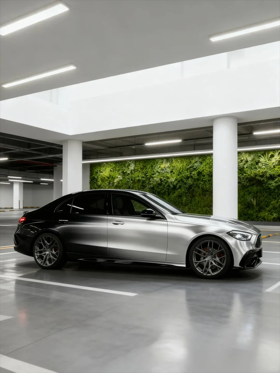 Custom Black Silver Gradient Car Vinyl Wrap  Color Changing Film for Auto Body Styling 1.52x18m/roll