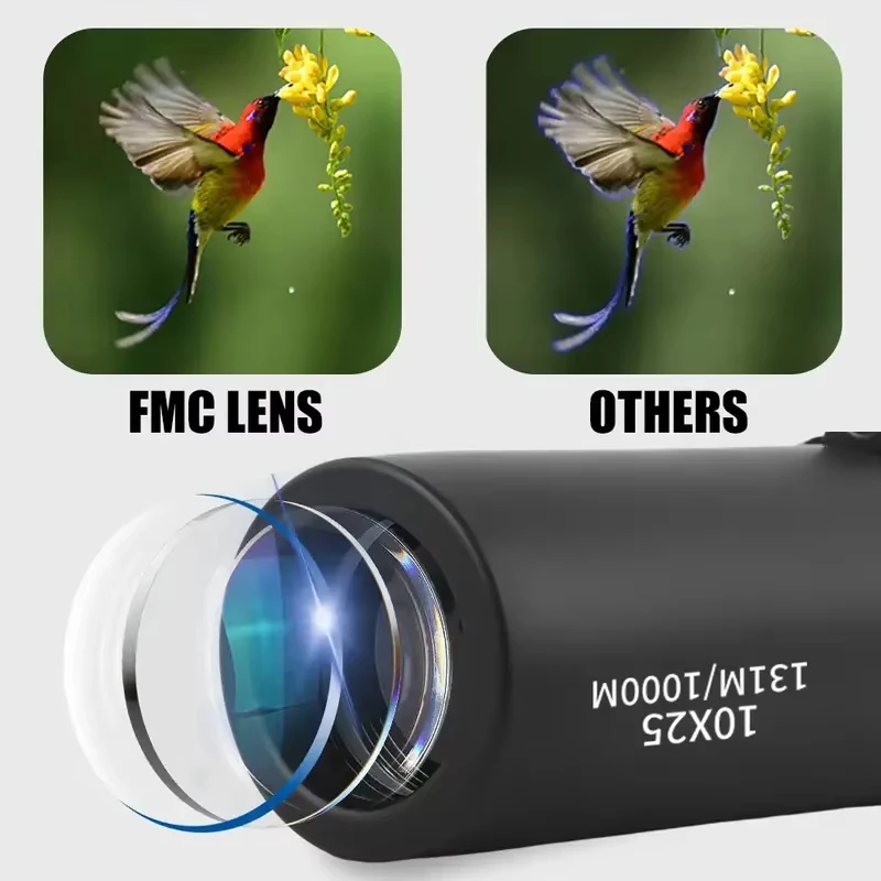 10X25 Long Range HD Professional Adult Monocular and Mini Portable Telescope for Camping and Hunting Hiking Sports Outdoor