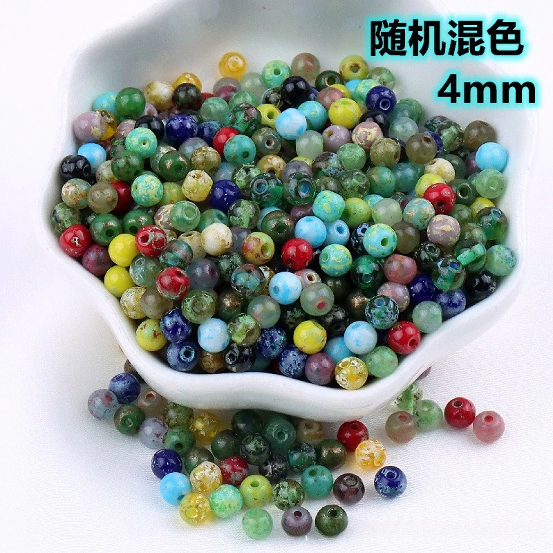 

4mm High Quality Natural Color Picasso Glass Seed Beads Straight Hole Loose Beads Handmade DIY Beading Trinkets Accessories