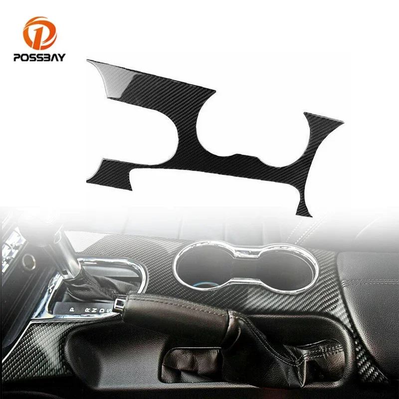 Car Gear Shift Drive Panel Trim Cover Sticker Carbon Fiber Look Interior Mouldings for Ford Mustang 2015 2016 2017 2018 2019