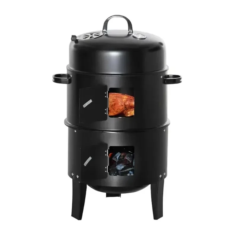 

16-Inch Outdoor Portable Steel Charcoal Grill 3-in-1 Vertical Grill with Built-in Thermometer