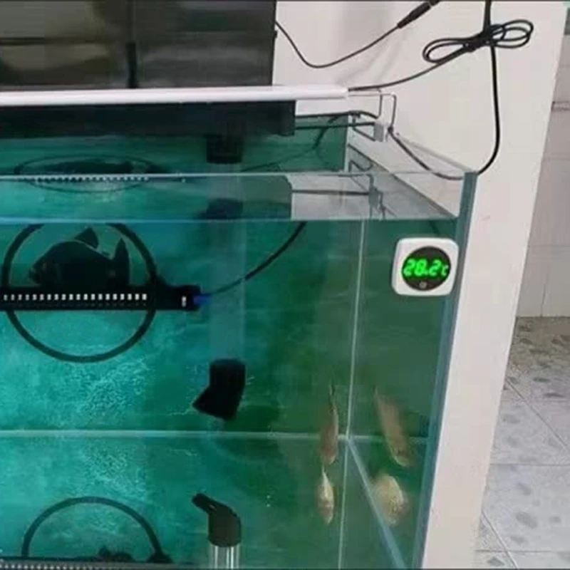 2 PCS Aquarium Thermometer, Temperature Sensor Accurate To ±0.9°C White The Tank Thermometer 5S Refresh Touch Screen HD Digital