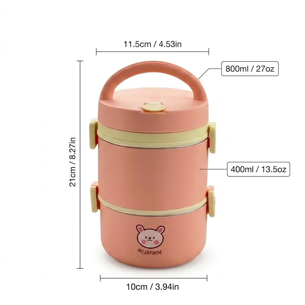 Magnetronbestendige 304 roestvrijstalen bentobox, 2/3-laags, stapelbaar, thermische lunchbox, lekvrije voedselcontainer voor kinderen en volwassenen