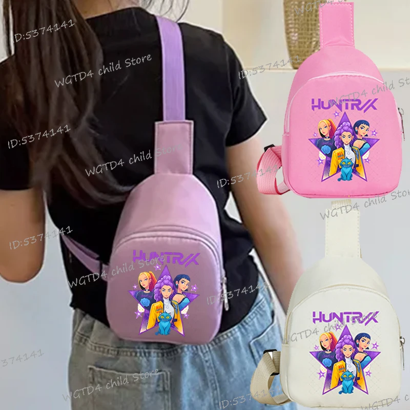 KPop Demon Hunters Cartoon Children's Chest Bag K-Pop Printed Lightweight Shoulder Crossbody Bag Female Kids Mini Bags Gifts