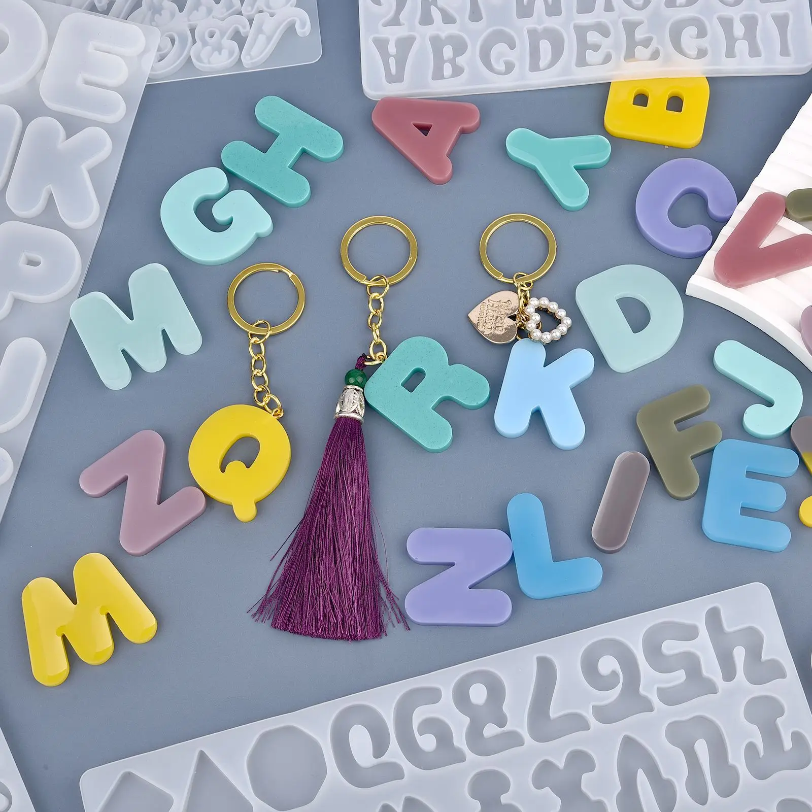 Keychain Alphabet Silicone Mold DIY Letter Number Epoxy Resin Mold Keychain Earring Pendant Epoxy Resin Jewelry Crafts Casting