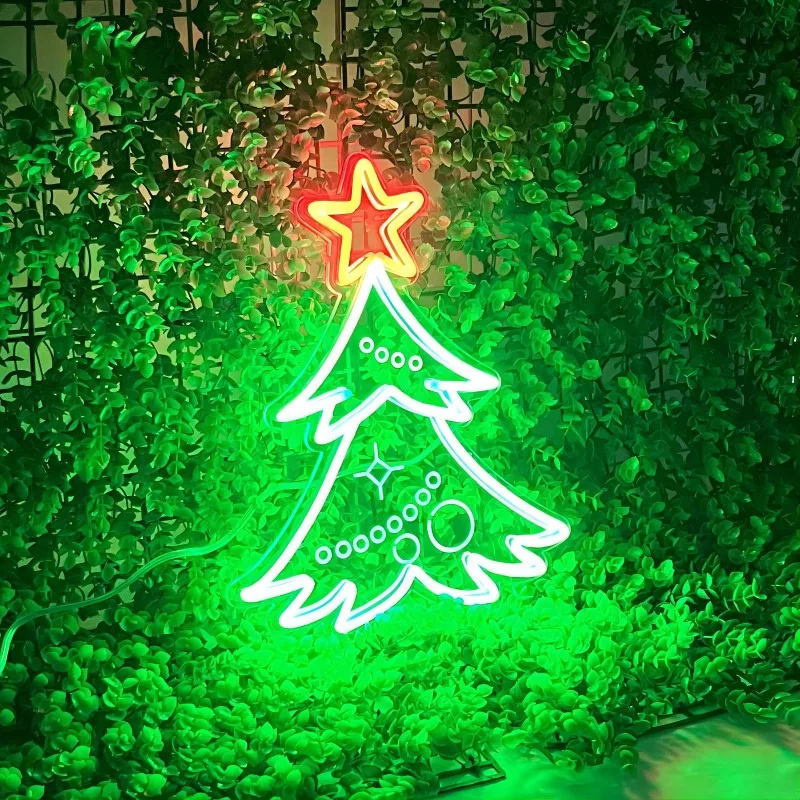 Imagem -06 - Custom Christmas Tree Neon Light Led Presentes de Feliz Natal Festa Neon Sign Decoração de Casa Suspensão na Parede Suporte de Luz Luminosa