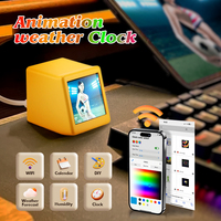 Mini Cute Smart WIFI Weather Forecast Station Clock Digital Clock for Gaming Desktop Decor DIY GIF Animations Electronic Album