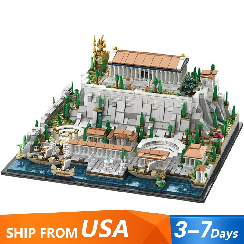 

1988PCS MOC Retro Greece Acropolis of Athens Castle Model Building Blocks Bricks DIY Creative Assembly Toys for Adults Kids Gift