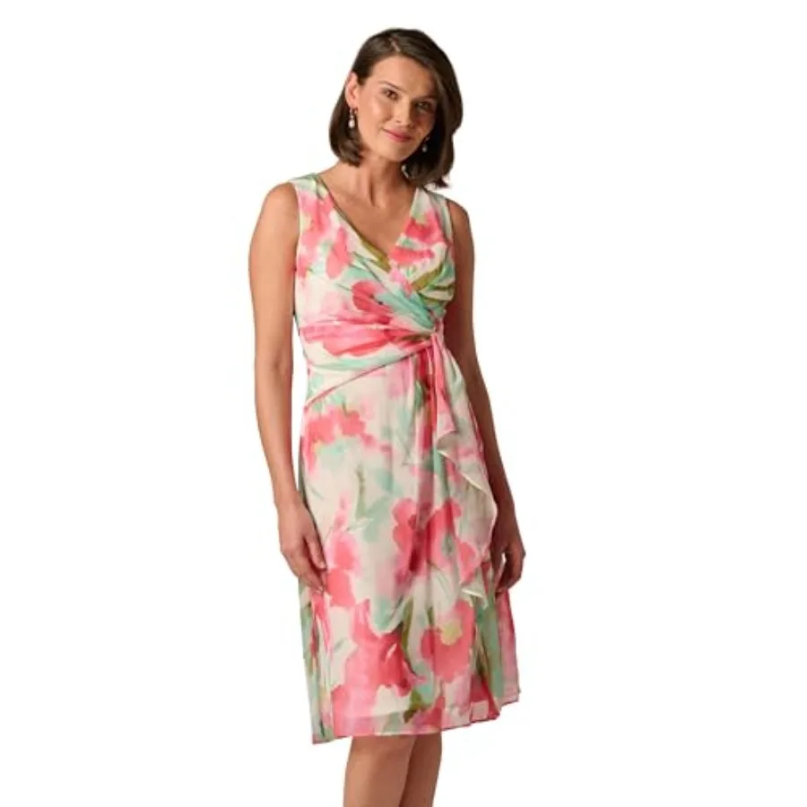 Draped Chiffon MIDI Dress