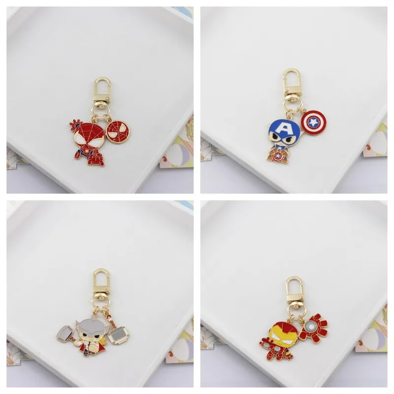 Marvel Keychain Avengers Spider Man Iron Man Cute Keychain Car Keychain Couple Bag Keyring Superhero Pendant Birthday Gifts