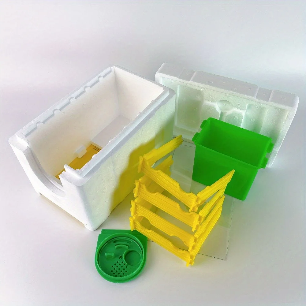 Queen Bee Mating Nuc 4-Frame High Density Foam Bee Breeding Box Mini Rearing Hive Garden Pollination Beekeeping  Supplies
