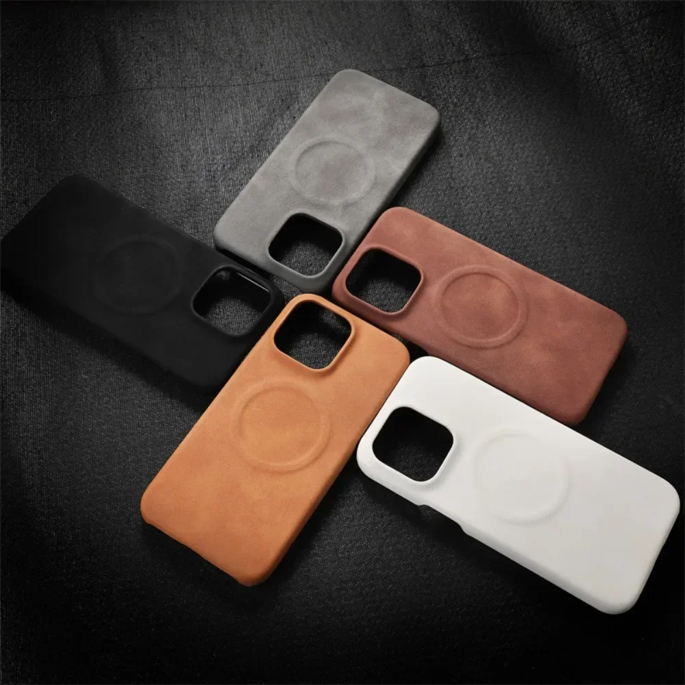 

For Magsafe Magnetic Phone Case for iPhone 16 Pro Max 15 14 Plus 13 12 Shockproof Retro Business PU Leather Protective Cover