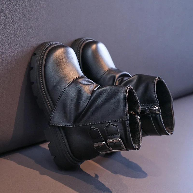 الكلاسيكية الأطفال في الهواء الطلق الأحذية الجلدية الرجعية بلون الفتيات أزياء الكاحل أحذية أسود براون عارضة الاطفال منصة أحذية قصيرة