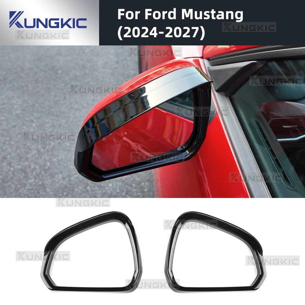 LHD سيارة لفورد موستانج S650 GT Dark Horse EcoBoost 2024 2025 2026 2027 لامع أسود مرآة الرؤية الخلفية المطر الحاجب الإطار ملصق #1