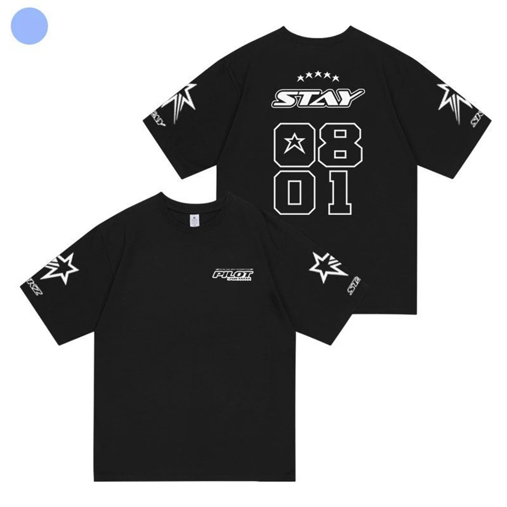 Straykids 3RD FM piloto para 5 estrelas concerto camiseta de algodão, blusa casual de manga curta feminina, verão