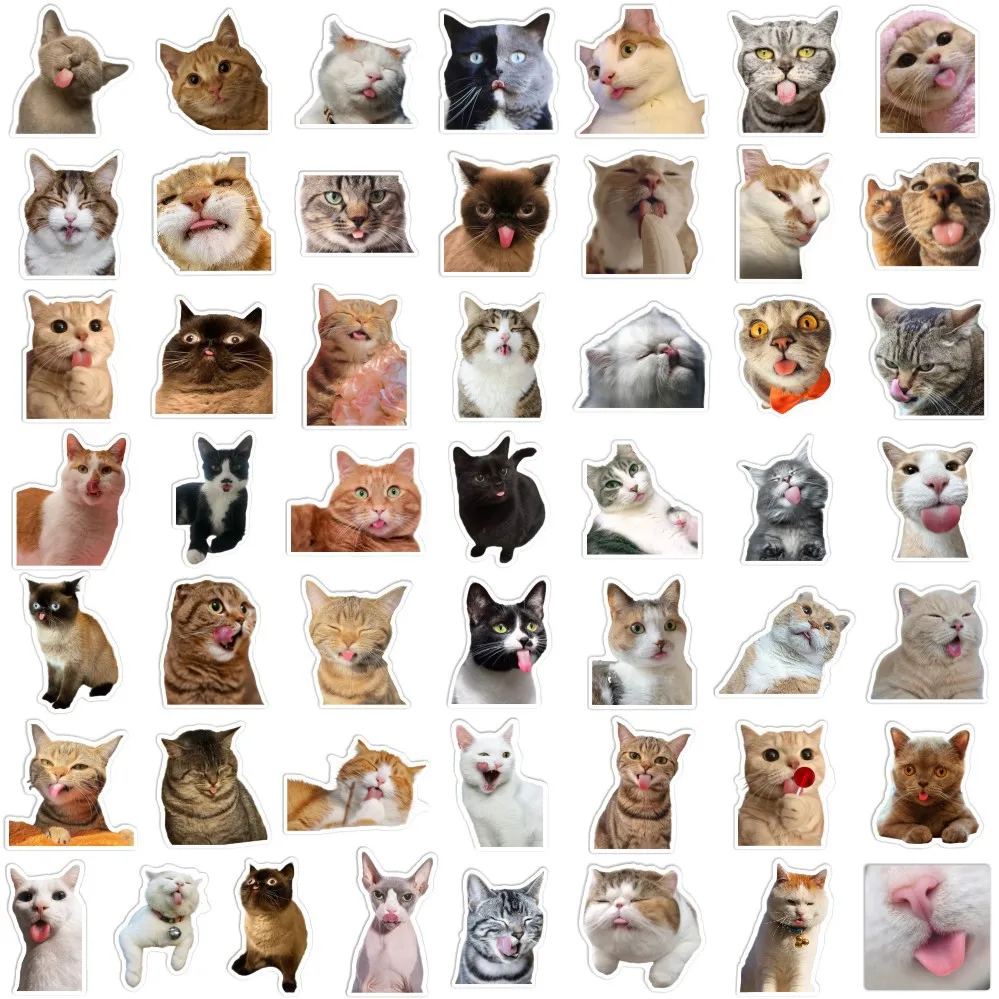 10/30/50pcs NEW Cat Stickers Kawaii Cute expression Decals DIY Skateboard Notebook Luggage Phone Fridge Bike PVC Car Sticker