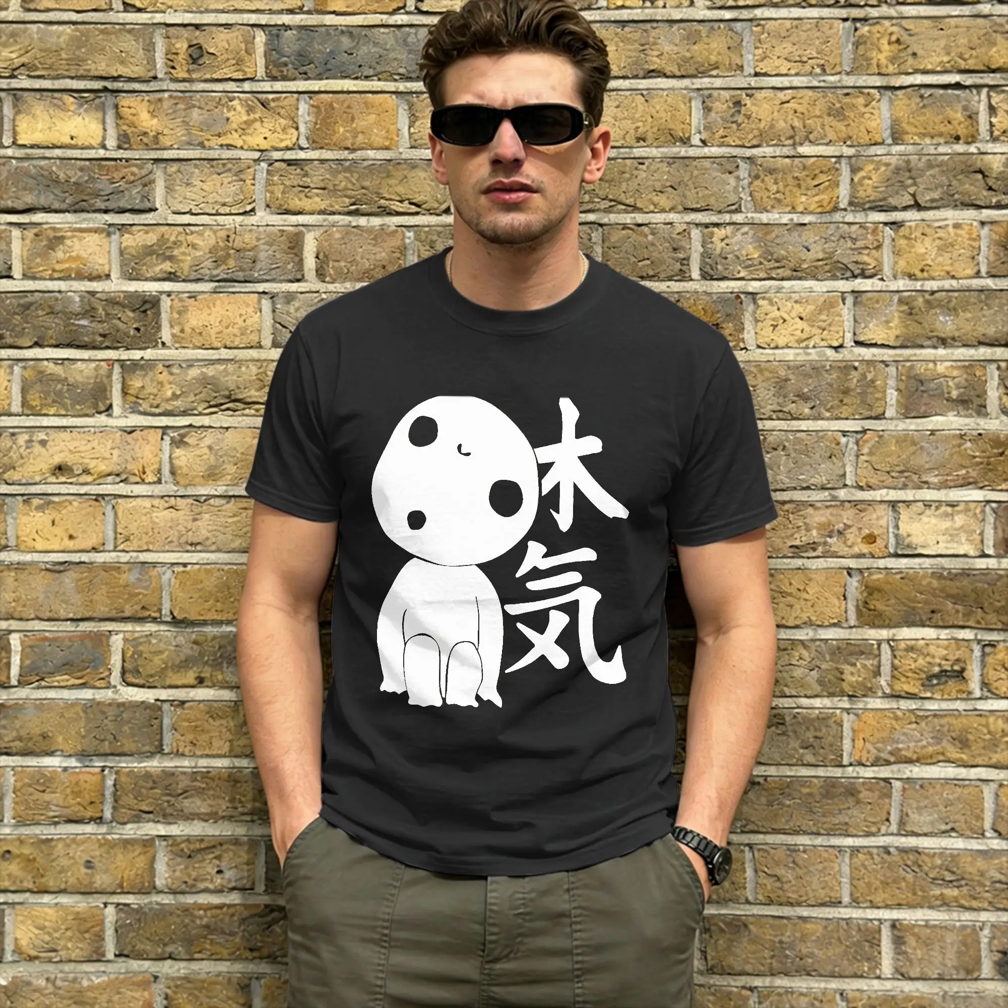 Kodamas T Shirt Men Pure Cotton Funny T-Shirts Crew Neck Forest Spirit  Tee Shirt Short Sleeve Tops Birthday Present