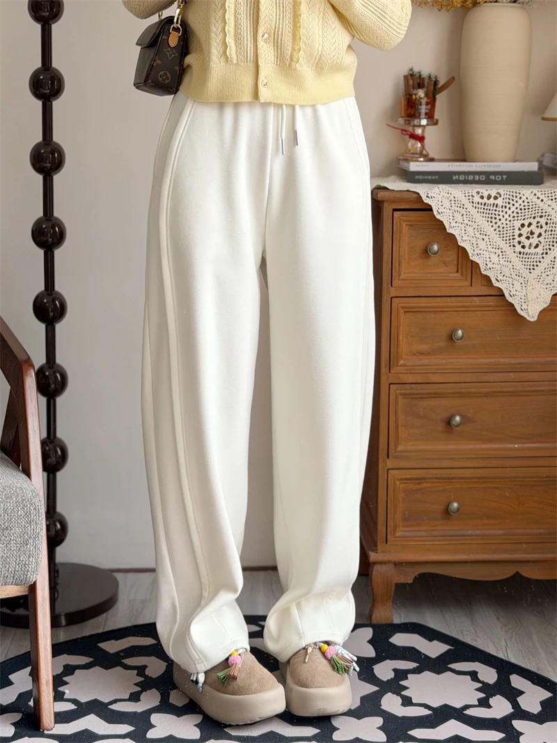 

Широкие брюки Thiened Fce с высокой талией, облегающие, струящиеся, эластичные, узкого кроя, MS.SUUPEER, повседневные, цветные, вязаные