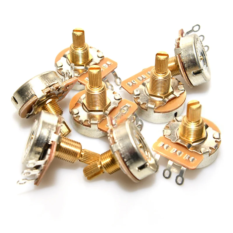1Pcs Premium 24-spline Brass Rod Pots 500K/250K Adjustable Shaft Guitar Potentiometers Crafts Accessories