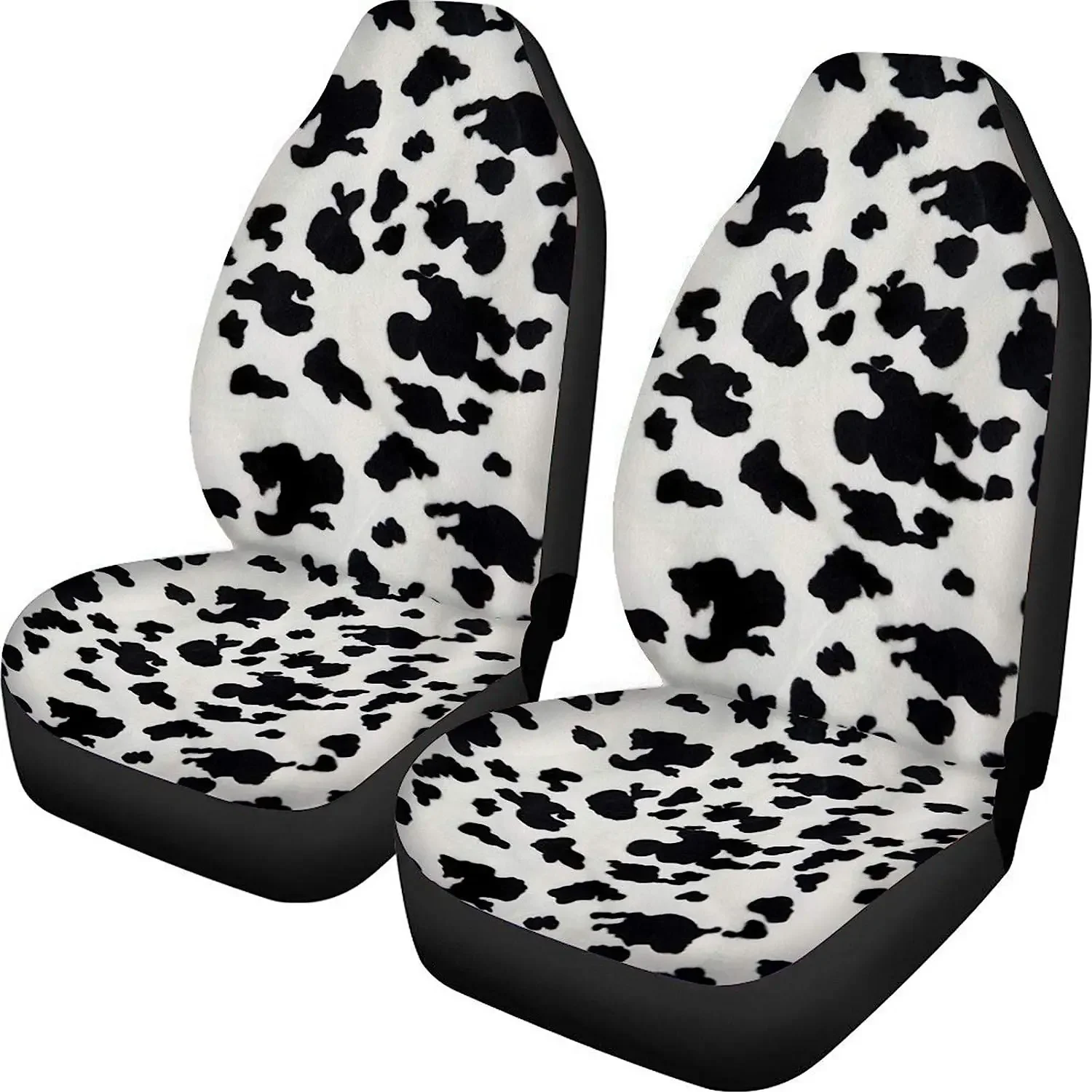 Vintage Cow Print Car Seat Cover 2 Pieces Black White Cow Car Accessories Animal Print Car Seat Protectrors Saddle Blanket