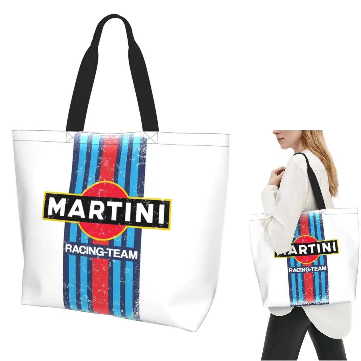 

Martini Racing Shopping Tote Bag Холщовые сумки на плечо большой вместимости Сумка-шоппер для продуктов для женщин
