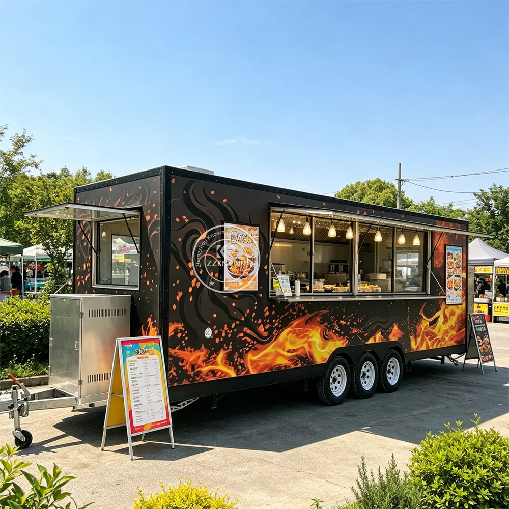 Stainless Steel Interior Professional Food Trailer Custom Taco Catering Trailer Luxury Mobile Food Truck With Full Kitchen