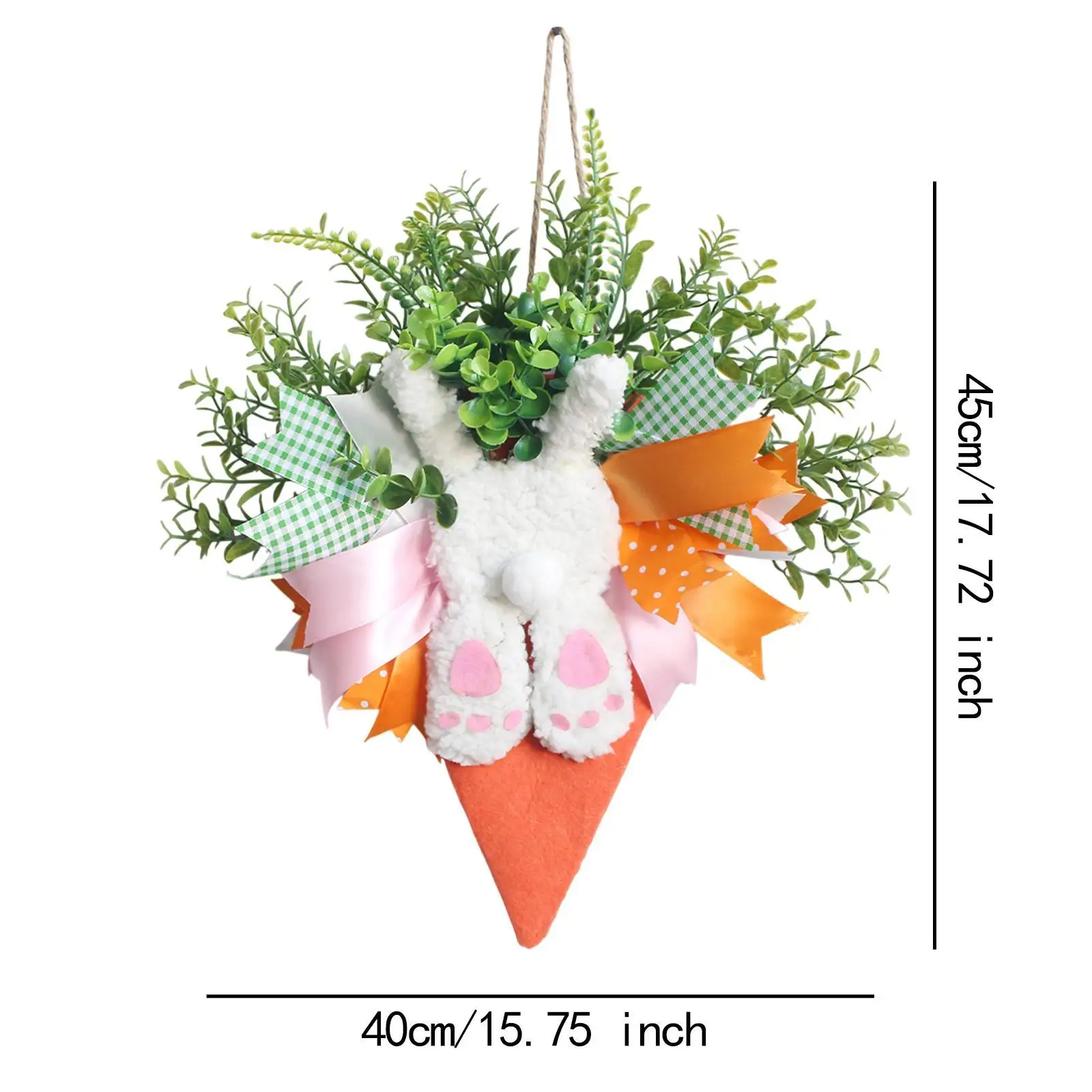 Easter Door Wreath Hanging Garland Rabbit Decoration Front Door Decor for Home Holiday Patio Indoor Outdoor Easter Celebration