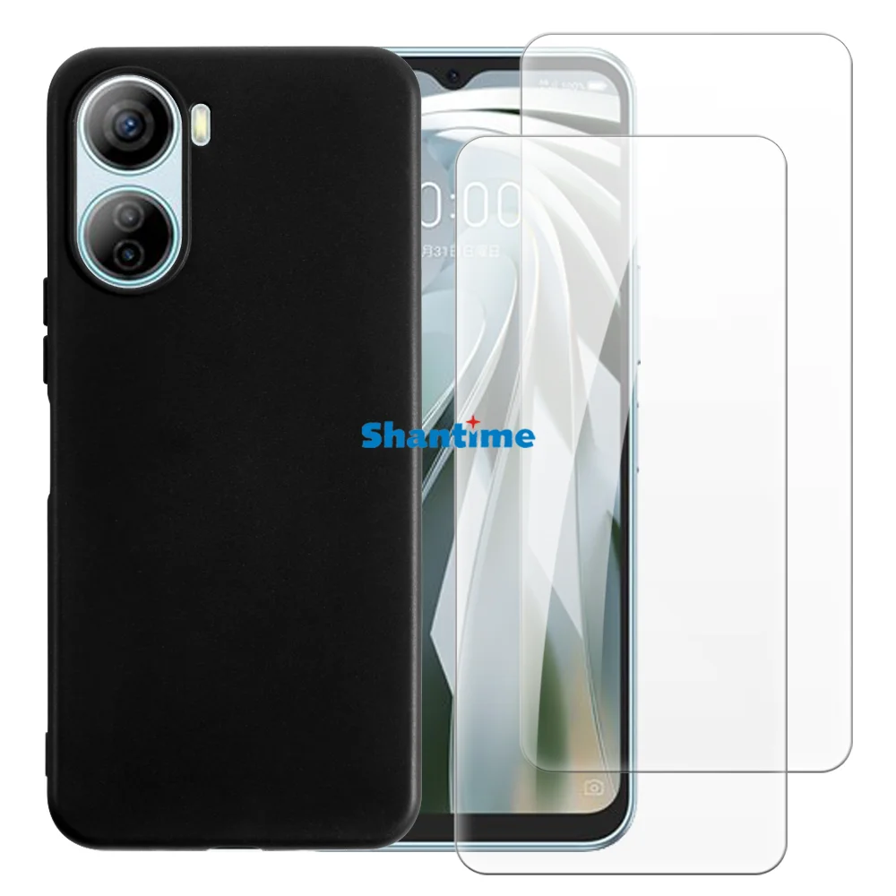 

Soft Case + 2 Pack Tempered Glass Screen Protectors for ZTE Libero 5G IV, A302 Full-Body Protection