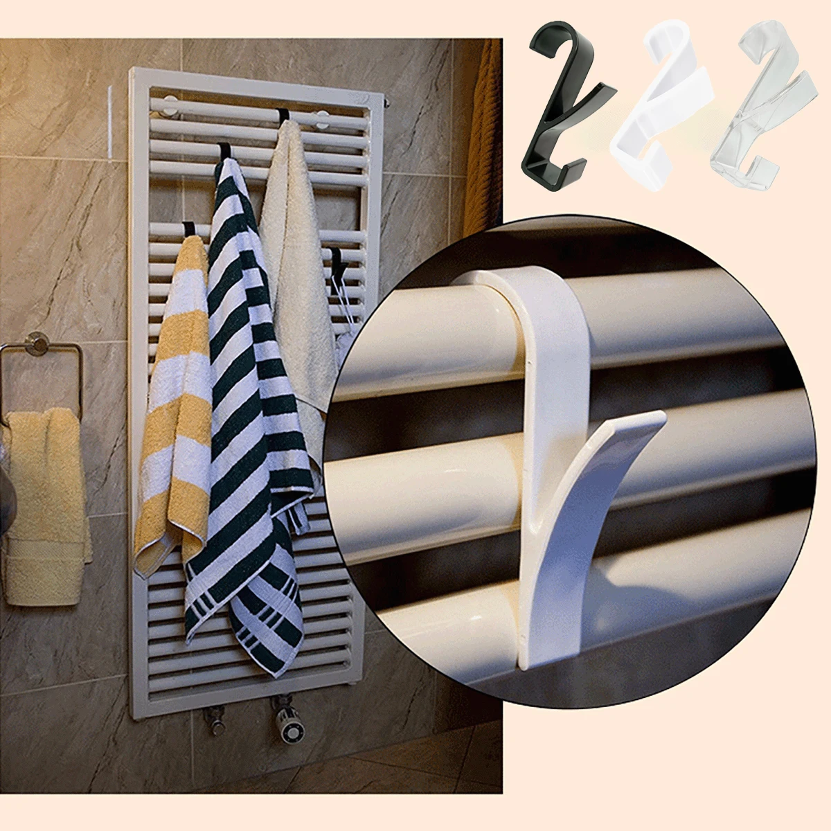 S-shaped Hanging Hooks Towel Radiator Rail White/Transparent/Black Storage Racks Kitchen Wardrobe Bathroom Hanger Clips Tools