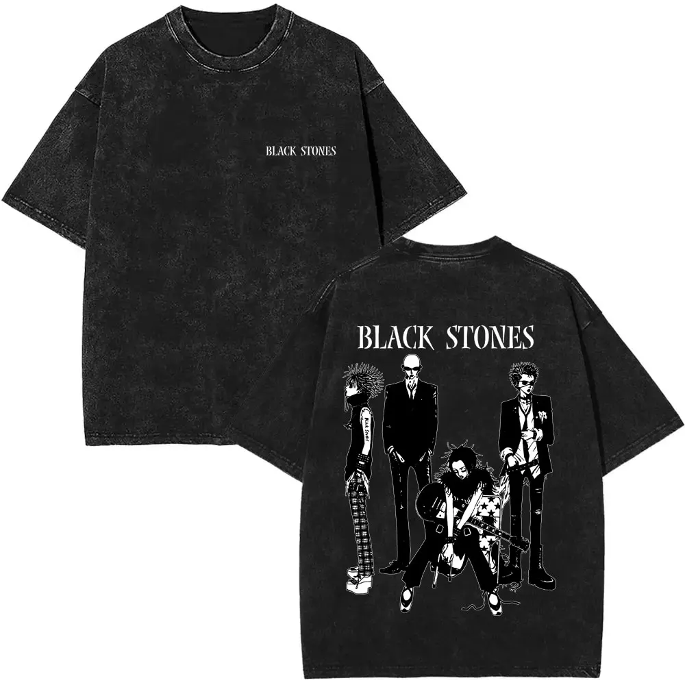 Anime Nana Osaki Vintage gewaschene T-Shirts Grunge Black Stones Y2k Streetwear Männer Frauen 90er Jahre Cartoon übergroße Kurzarm T-Shirt – Detail 22