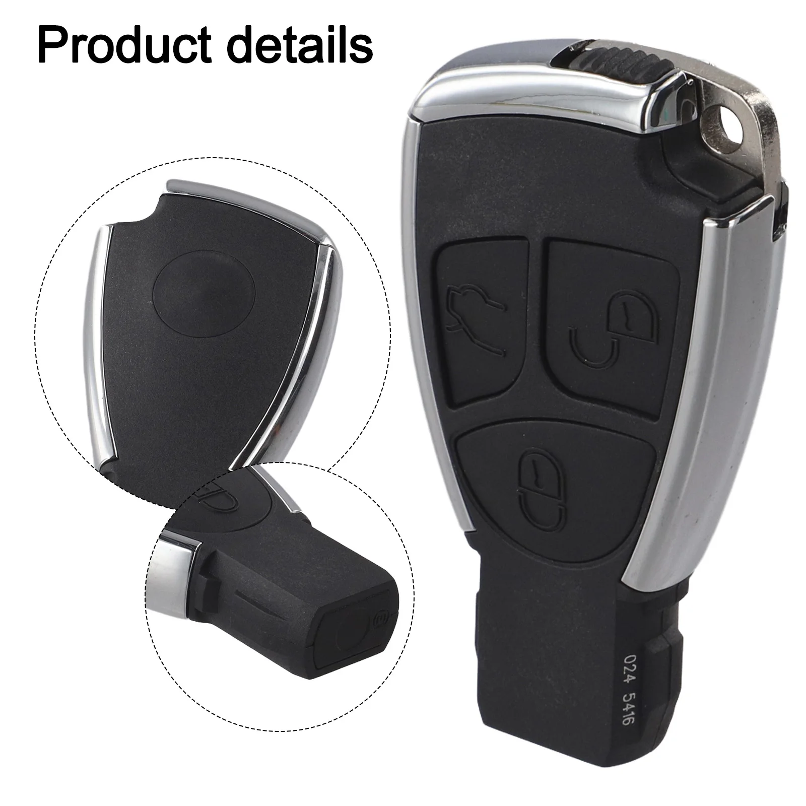 Premium 3-Button Black Key Shell For Mercedes-Benz CLS,  For C, E, S Series