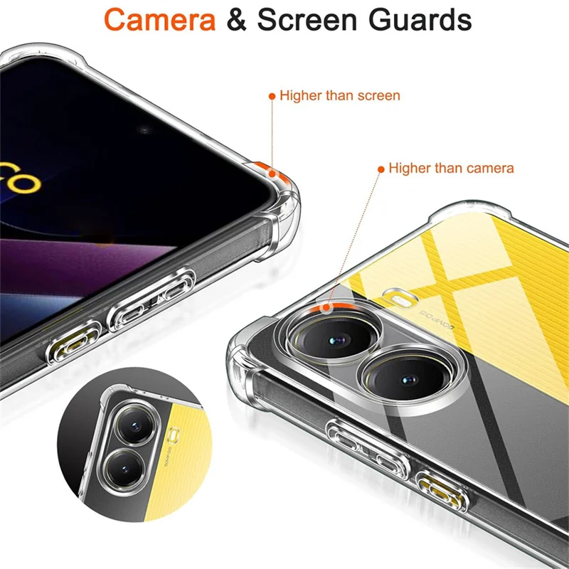 3-in-1、ケース+強化ガラス Poco X8 Pro 5G ソフトクリア耐震