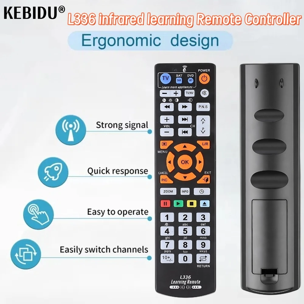 42 مفتاحًا عالميًا ذكيًا L336 جهاز تحكم عن بعد بالأشعة تحت الحمراء مع وظيفة التعلم للتلفزيون/VCR/SAT/CBL/STR-T/DVD/VCD/CD