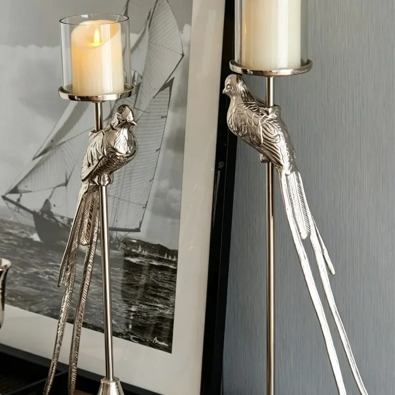Aluminum Candle Holders Bird-shaped Candlestick Table Decoration Figurines Candles Stand Wedding Centerpieces Candlesticks