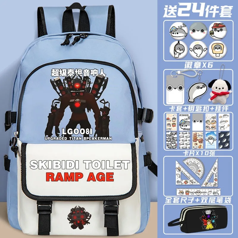 

Breathable mesh, Black Blue, Skibidi Toilet, Student Kids Teens School Bags, Large Capacity Mochilas Anime Backpacks Girls Boys
