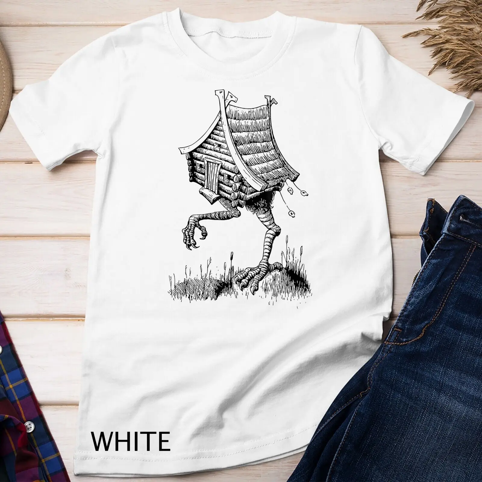 Walking House on Chicken Legs Slavic folklore Baba Yaga Art Unisex T-shirt