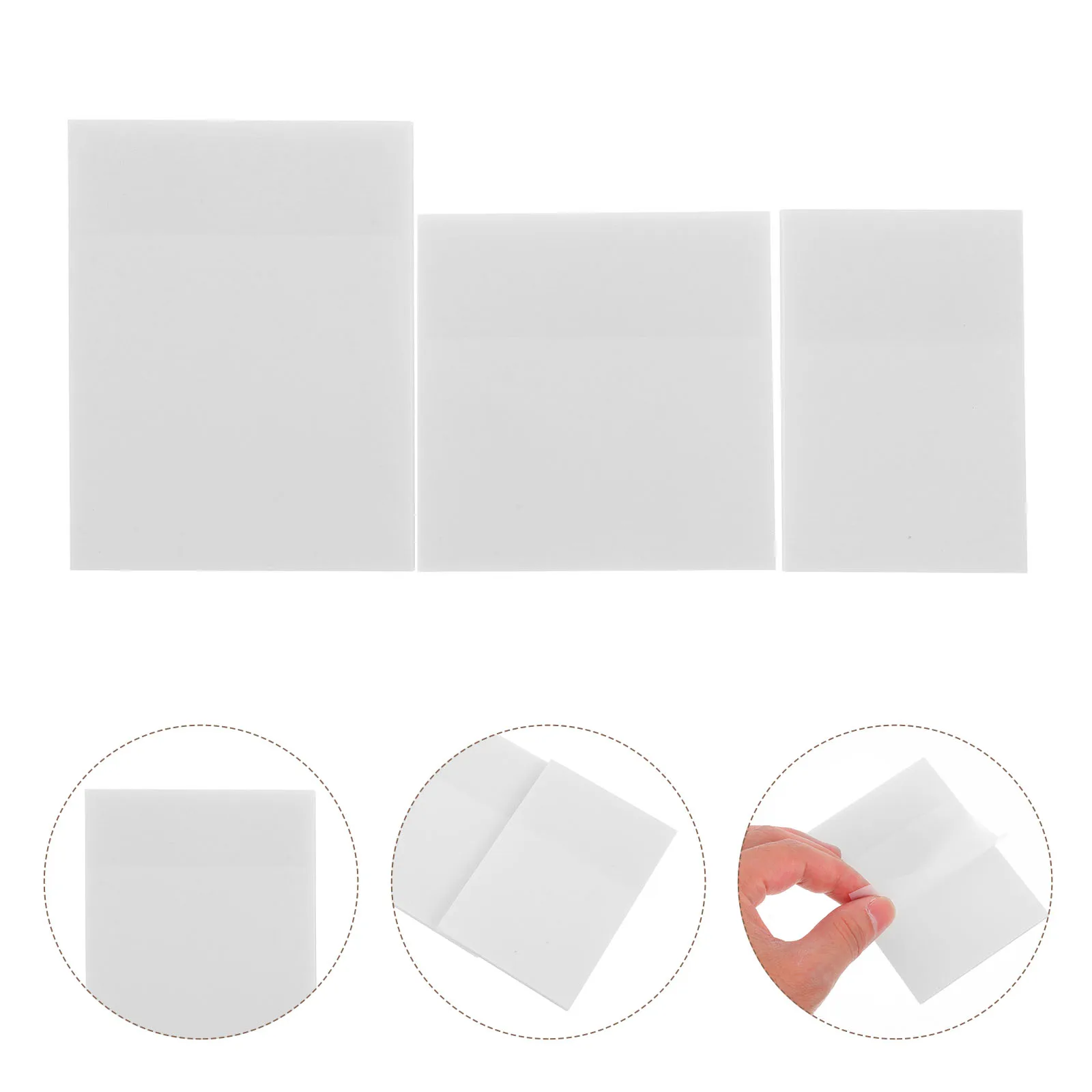 

3pcs Transparent Sticky Memo Pads Clear Self-Adhesive Reusable Tearable Index Narrow Ruled Writing Pads For School Office Glass